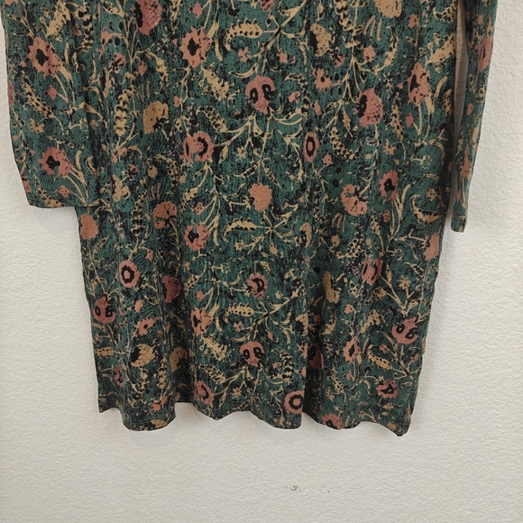 Peruvian Connection Orla Long Sleeve Green Floral Mini Tunic Dress Size XS - Picture 6 of 15